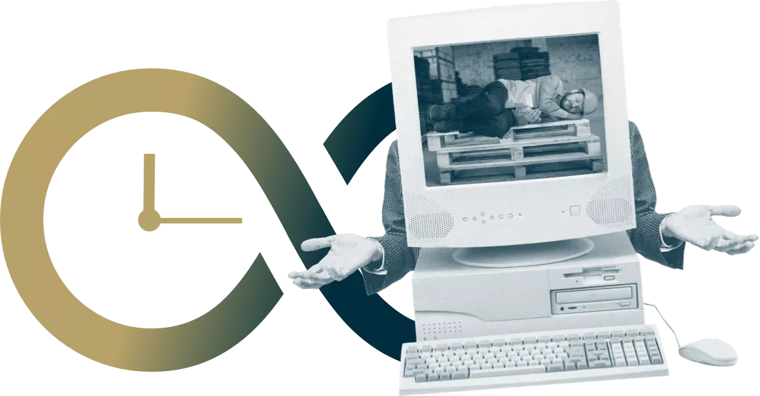 A Vintage Computer With Human Hands A Vintage Computer With Human Hands