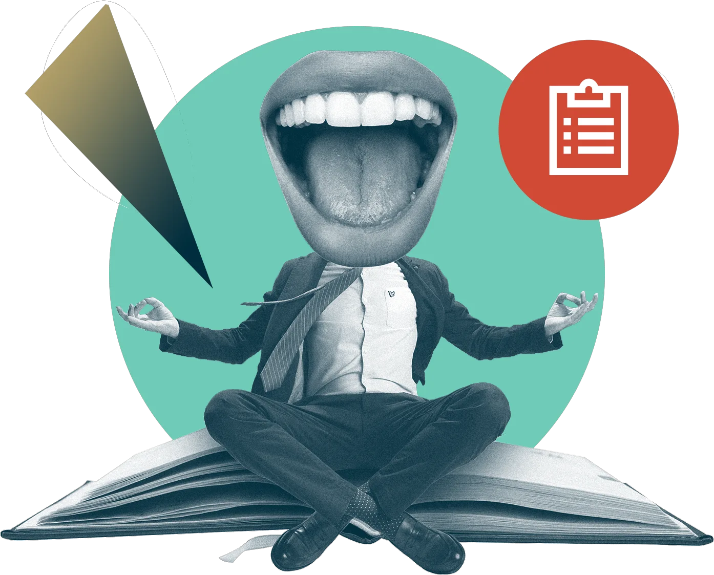 Man Sitting On A Book With An Exaggerated Open Mouth Man Sitting On A Book With An Exaggerated Open Mouth