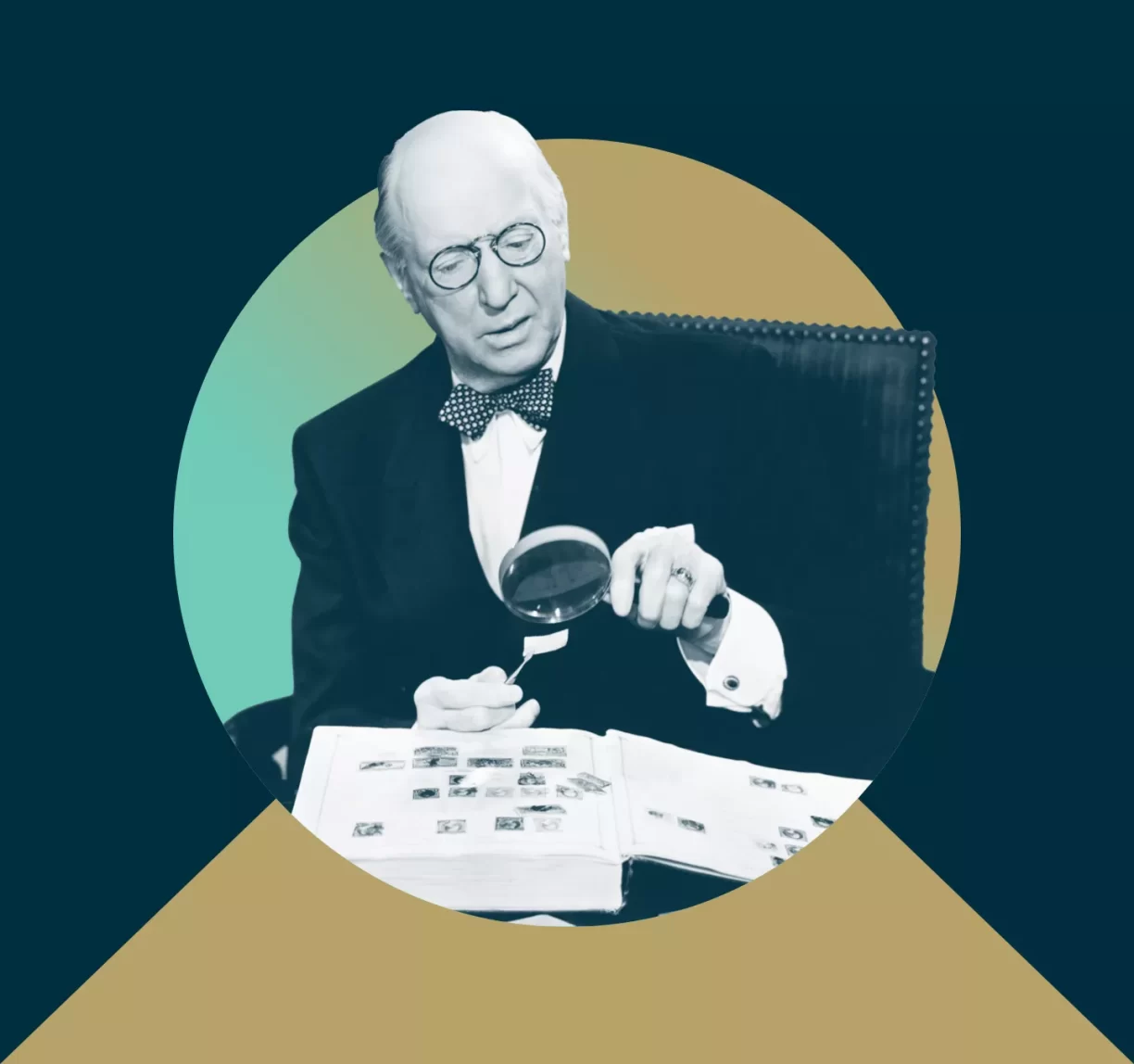 Old Man Reading A Book with A Magnifying Glass