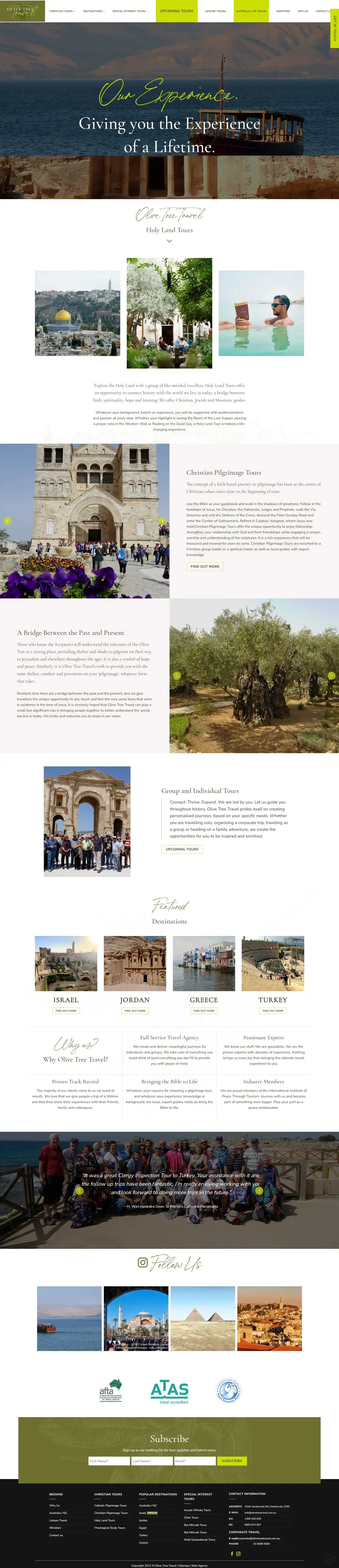 Olive Tree Travel Home Page Website Design