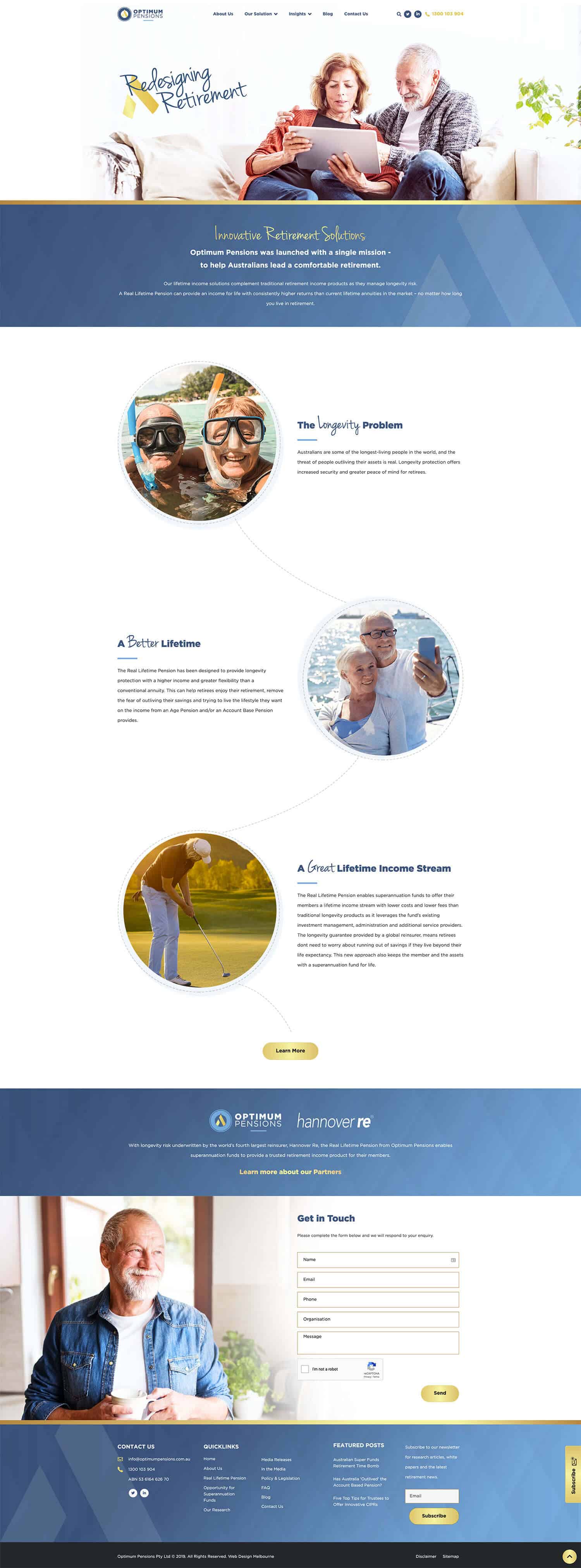 Opimum Pensions Home Page Website Design
