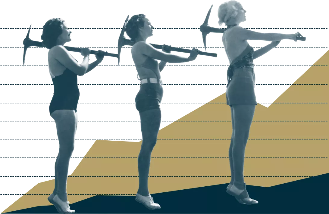 Three Women Holding Picks Three Women Holding Picks