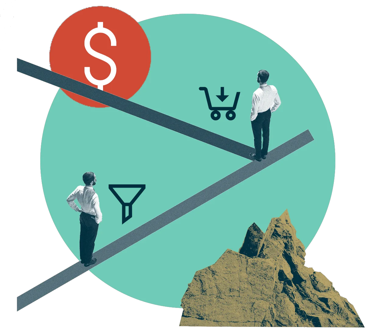 Two men Standing On Top of A Rock Two men Standing On Top of A Rock