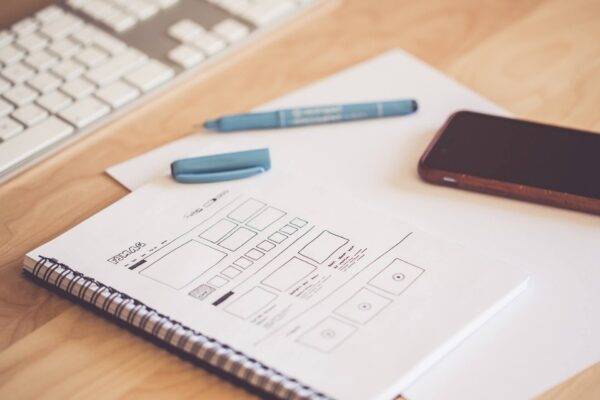 Notebook Sketch of A Responsive Web Design Wireframe