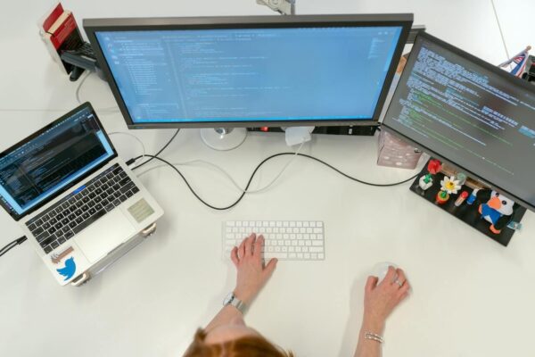 Female Web Developer Doing Coding