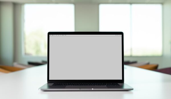Laptop with White Screen Display
