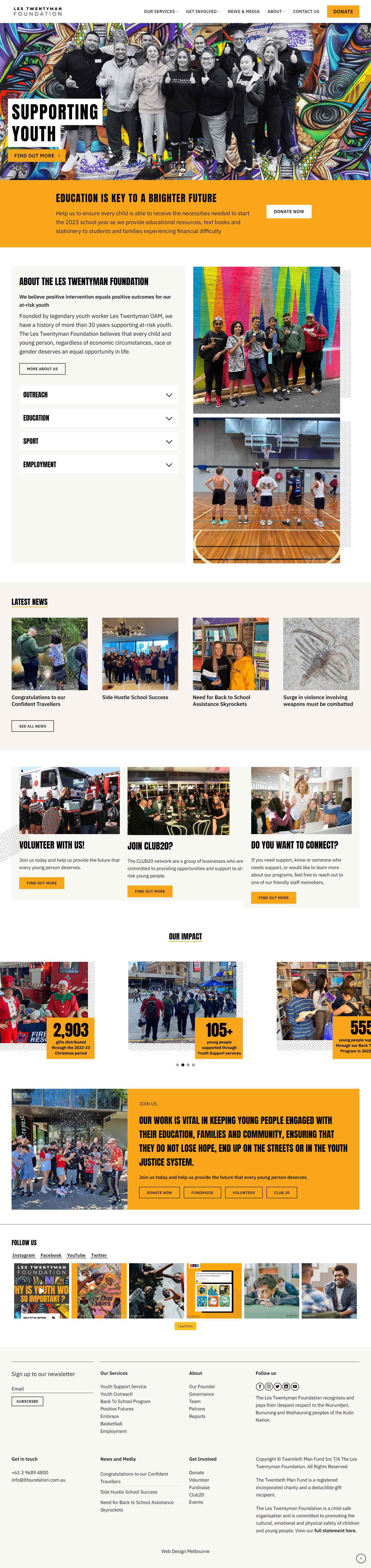 Les Twentyman Foundation Website Home Page Screenshot