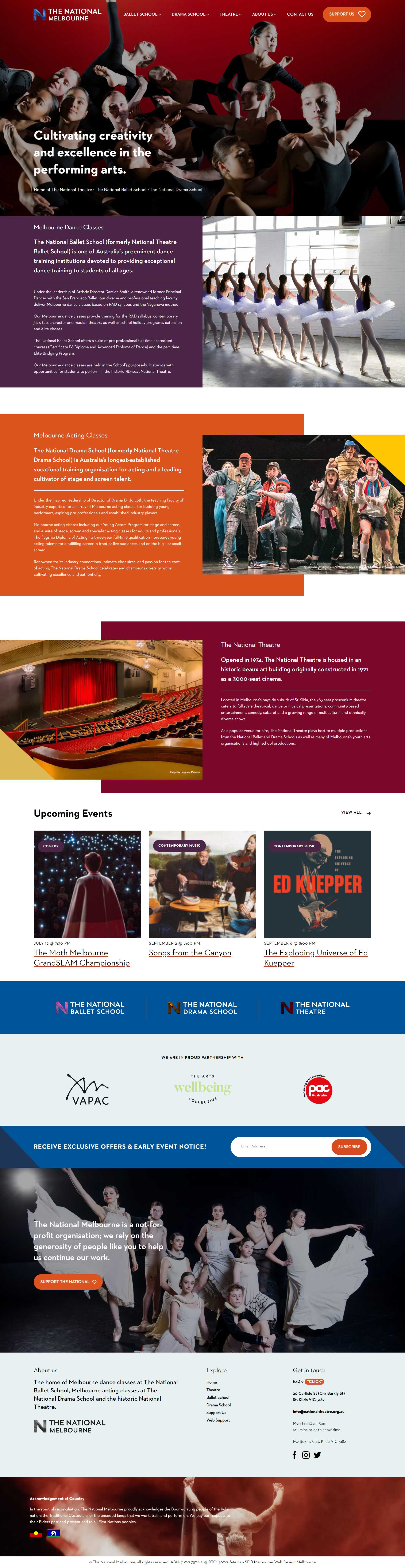 National Theatre Australia Website Home Page Screenshot